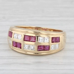 Anillo De Diamante Y Rubí De 1.20ctw En Oro Amarillo De 18k Talla 7.25 - Imagen 1 de 10