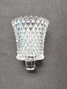 Candelabro de copa votiva clavija de vidrio corte diamante transparente interior hogar vintage - Imagen 1 de 9