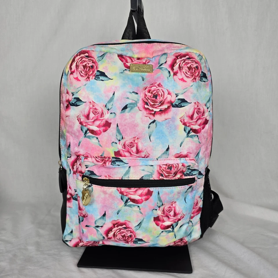 Mochila Floral Betsey Johnson Rosa Azul 14" x 10" x 4" Foto 1 de 4