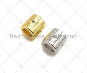 CZ Micro Pave Evil Eye On Large Hole Tube spacer Beads,Sku#C121 - Picture 1 of 5