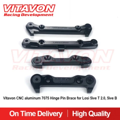 Vitavon CNC aluminum 7075 Hinge Pin Brace for Losi 5ive T 2.0, 5ive B Black - Image 1 of 3