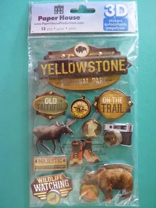Dimensional Stickers YELLOWSTONE NATIONAL PARK (13)pcs Paper House - Picture 1 of 2