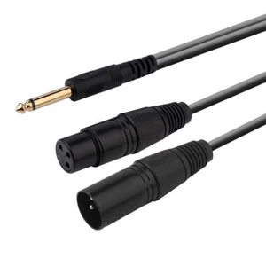 Conector y hembra de micrófono de 30 cm XLR 3 pines divisor en Y a cable de audio TS-Mono de 6,35 mm - Imagen 1 de 2