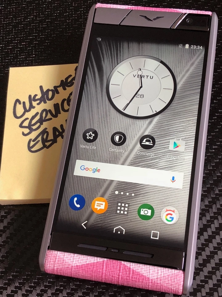 VERTU ASTER Chevron Pink Canvas Global 4G GSM Luxury Phone 64GB - Image 1 of 2