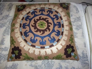 Vtg. 1960s / 70s Hand Embroidered Hippie Psychodelic Print Pillow - Picture 1 of 5
