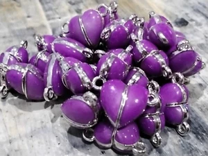 Enamel  Magnetic Clasp, Platinum, Purple,  10x15x7mm, 5 sets, Free postage - Picture 1 of 3