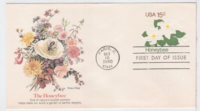 TurtlesTradingPost- Honey Bee Stationary- 1980 FDC #U599- Fleetwood Cachet - Image 1 of 2
