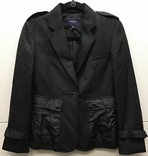 Burberry London Made in Italy Giacca Nera 6 Smoking Fantasia Lana Poliy Donna