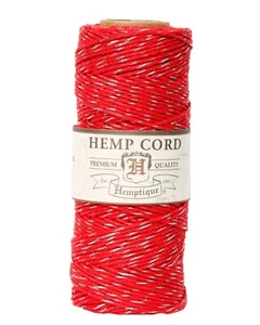 Hemptique #20 (1mm) Metallic Hemp Cord for Crafting, Macramé, Jewelry - RED/SILV - Picture 1 of 1