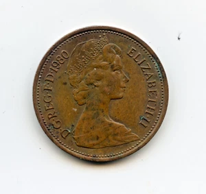 Super Rare 1980 UK British Queen Elizabeth II New Pence 2 - Picture 1 of 2