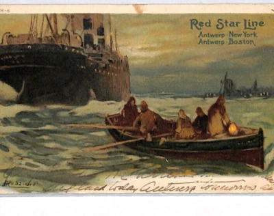 USA/BELGIUM/GB Transatlantic *RED STAR LINE* Postcard Art Advert 1908 SHIPS PX49 - Image 1 of 4
