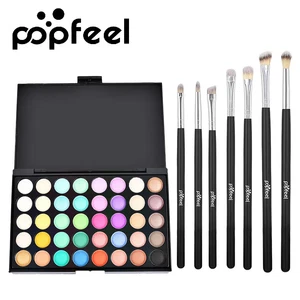 40 Colors Glitter Eye Shadow PaletteMinerals Eyeshadow Pallete 7Pcs Sets Brush - Picture 1 of 14