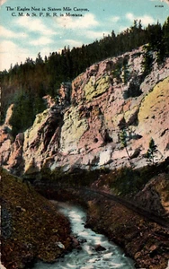 POSTKARTE EISENBAHN CHICAGO MILWAUKEE ST. PAUL EAGLES NEST SECHZEHN MEILEN SCHLUCHT MT - Bild 1 von 2