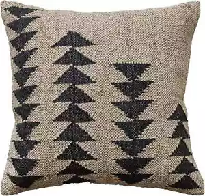 Indian Jute Kilim Cushion Cover Throw Pillow 18" Square Home Decor Handmade Wool - Picture 1 of 3