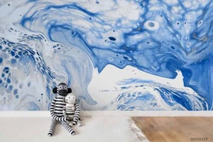 3D Abstract Art Flow Blue Pattern Self-adhesive Removeable Wallpaper Wall Mural - Picture 1 of 9