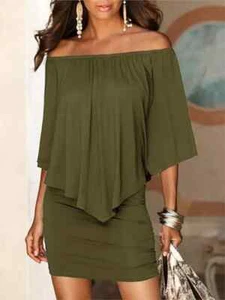 2025 Primavera/Estate Nuova Moda Slash Neck Geometrico Irregolare Ruffles Avvolto. - Foto 1 di 26
