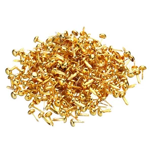 4.5 x 8 mm Mini Brads for Paper Crafts, 300 Pcs Round Paper Fastener, Gold - Picture 1 of 7