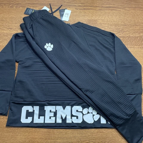 Nike Clemson Tigers Womens Double Knit Crew Top Pullover & Pants Size M NWT Cover