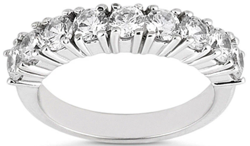 9 Round Stone Diamond Wedding Ring Anniversary Band 0.91 carat total F VS  - Image 1 of 1