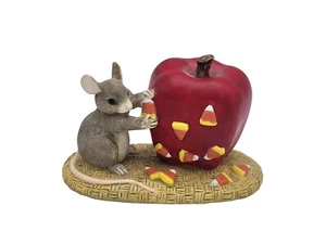 Charming Tails Mouse Figurine Fitz And Floyd Decorating Halloween Apple Vintage  - Picture 1 of 6