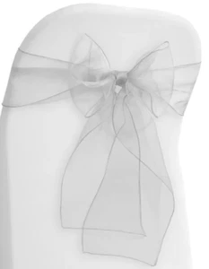 Lot of 180 Organza Chair White Sash Ribbons Bow Wedding Banquet Decor 8" x 108" - Picture 1 of 6