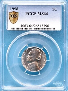 1958 Jefferson Nickel PCGS MS 64 - Bild 1 von 4