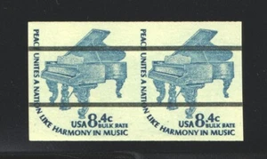 8.4c Grand Piano Imperf Pair error1615C, MNH, Dry Gum VF Pre-Cancel Lines Only - Picture 1 of 2