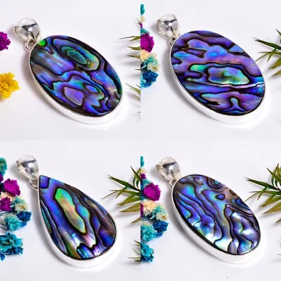 Abalone Muschel Edelstein Ethnisch Handgemachtes Schmuck.925 Silber Anhänger - Bild 1 von 4