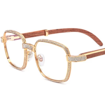 Armações de óculos de madeira feitas à mão óculos retrô joias óculos completos 55-23-145 - Imagem 1 de 4