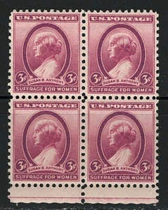 #784 1936 3 centavos Susan B. Anthony bloque de cuatro MNH - Imagen 1 de 1