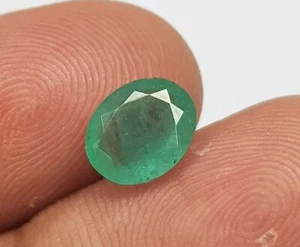 1,35 ct natürlicher Smaragd Sambische ovale Form zertifizierter Ring Verwendung Edelstein - Bild 1 von 9