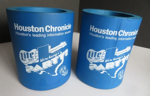 1980s VINTAGE ASTRODOME Houston Chronicle DOME PARTY RUN KOOZIES (2) Made in USA Cover