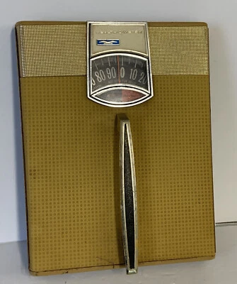 Vidrio atómico retro mostaza dorada escala MCM Health-O-Meter vintage Foto 1 de 4