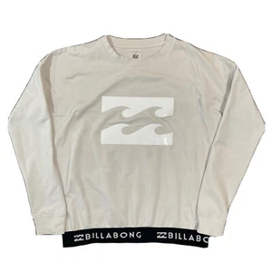 Billabong Womens Long Sleeve Pullover White Front Logo Decal Black Waist Size 6 - Picture 1 of 8