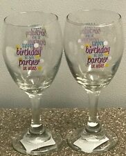 Pack of 2- Wine Glass- Happy Birthday to My Partner in Wine 