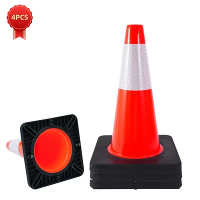 4PCS18'' Heavy Duty Traffic Safety Cones,5lbs Weight,W Reflective Collar - Image 1 of 4