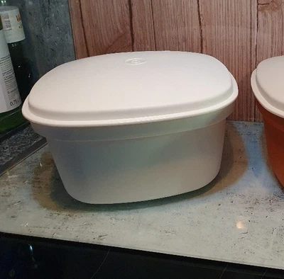 Tupperware Siebservierer 3-tlg Abtropf-Schüssel m Deckel + Sieb weiß 23 x 23 cm - Bild 1 von 4