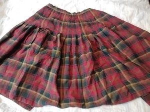 Gonna tartan foglia acero midi Highland Queen vintage taglia 18 lana plissettata rara - Foto 1 di 5