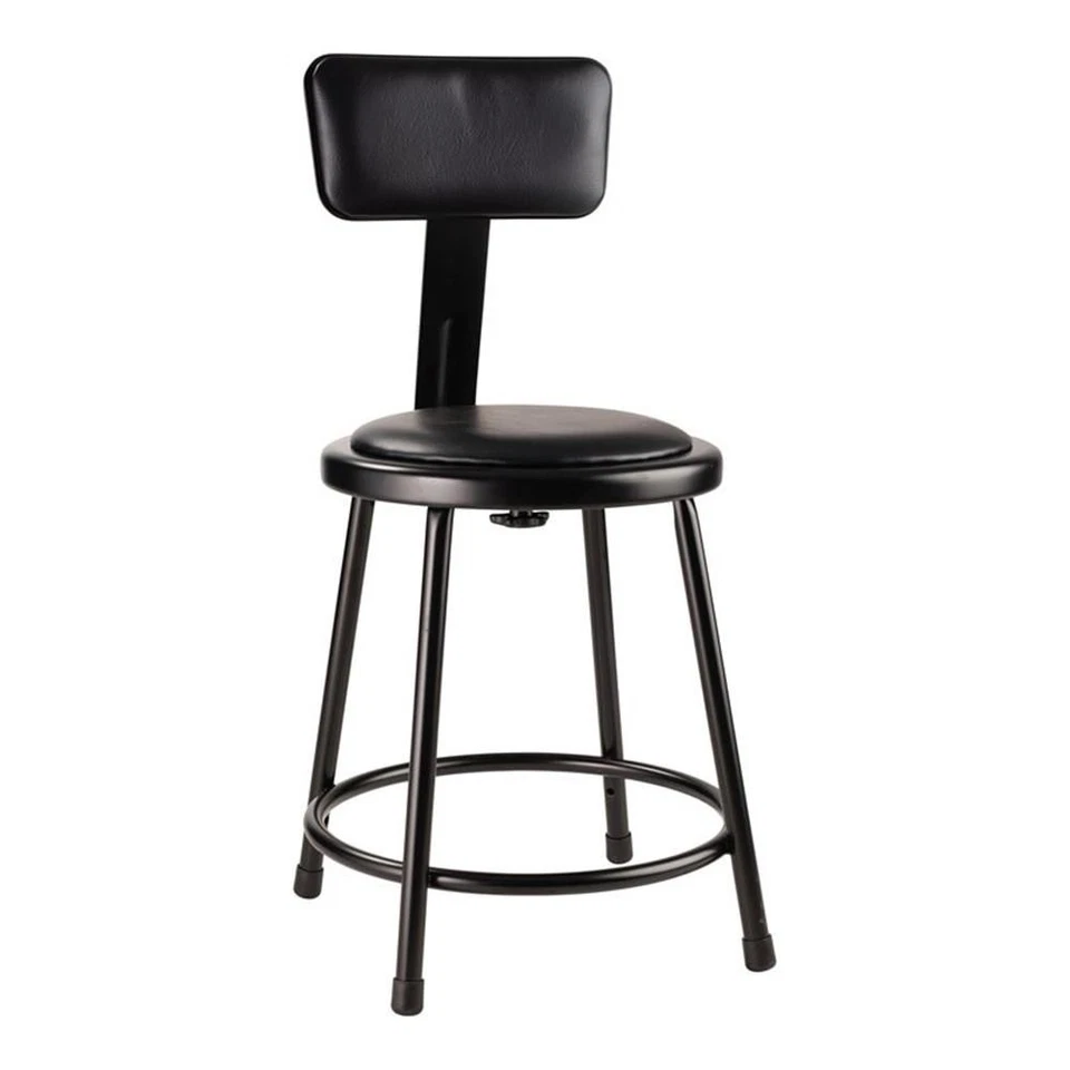 NPS 6400 Series 18" Modern Vinyl Padded Metal Heavy Duty Stool in Black - Image 1 of 1