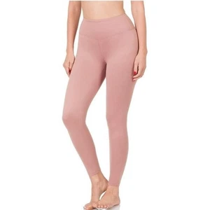 Leggings para mujer Zenana cintura ancha tiro alto longitud completa beige XSmall - Imagen 1 de 8