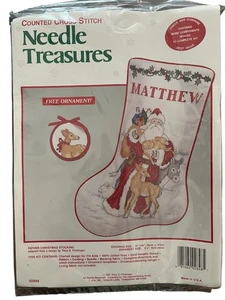 Needle Treasure Christmas Stocking Cross Stitch Kit Name Father - Picture 1 of 2