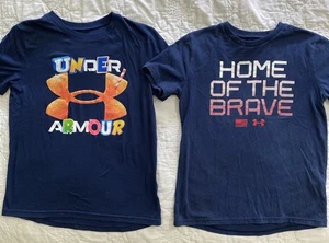 Lot of 2 - Youth UA Graphic T-Shirts, YMD, Medium, Under Armour, Cotton Blend - Picture 1 of 3