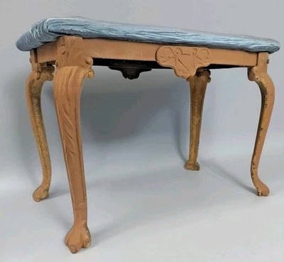 Victorian Cast Iron Vanity Bench Stool Howell Geneva Ill 17" T 2' L Project  - Image 1 of 4