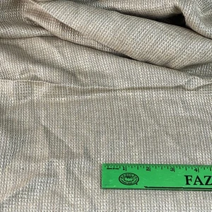 Vintage Linen Cotton Blend Fabric Yardage 3 Yds x 61" Tan Beige Texture Squares - Picture 1 of 8