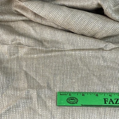 Vintage Linen Cotton Blend Fabric Yardage 3 Yds x 61" Tan Beige Texture Squares - Image 1 of 4