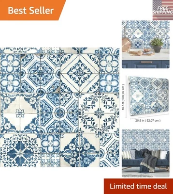 Papel pintado azul mediterráneo resistente a las manchas - Decoración rápida y asequible Foto 1 de 4