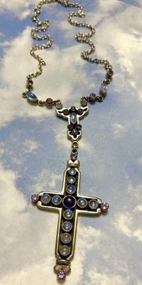 Nicky Butler NB Sterling Silver AMETHYST CROSS & BLUE MOONSTONE Y-Drop Necklace - Image 1 of 4