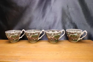 Myotts Country Life England Vtg Coffee Cups Set of 4 Horse Fox Hunt Scene - Picture 1 of 6