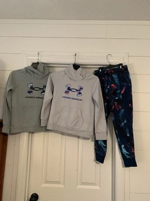 Lot Of 3 Under Armour Tek Gear Hoodie Pullover Sweatshirts Youth Medium Joggers - Image 1 of 4