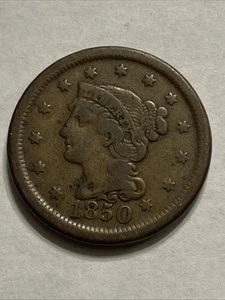 1850 Braided Hair Large Cent Fine Details - Picture 1 of 4